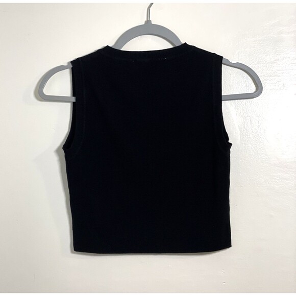 Zara Women's Black Sleeveless Ribbed Knit Crop Top Size Large Casual Minimalist - Picture 3 of 7